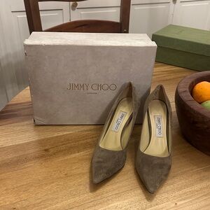 Jimmy Choo Taupe Suede Heels